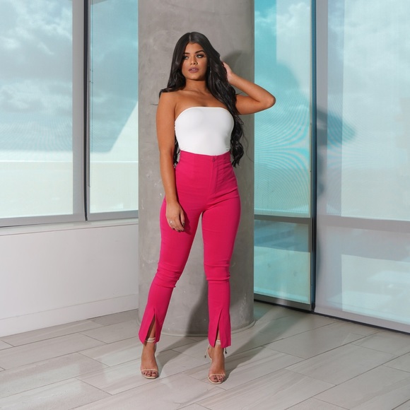 High Waist Ankle Split Pants - Picture 3 of 5